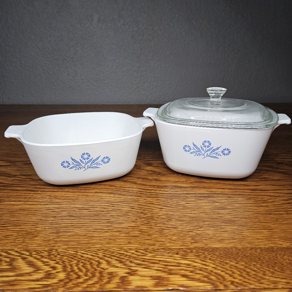Corningware Blue Cornflower 3 Piece P-1.75-B And P-1.5-B With Lid